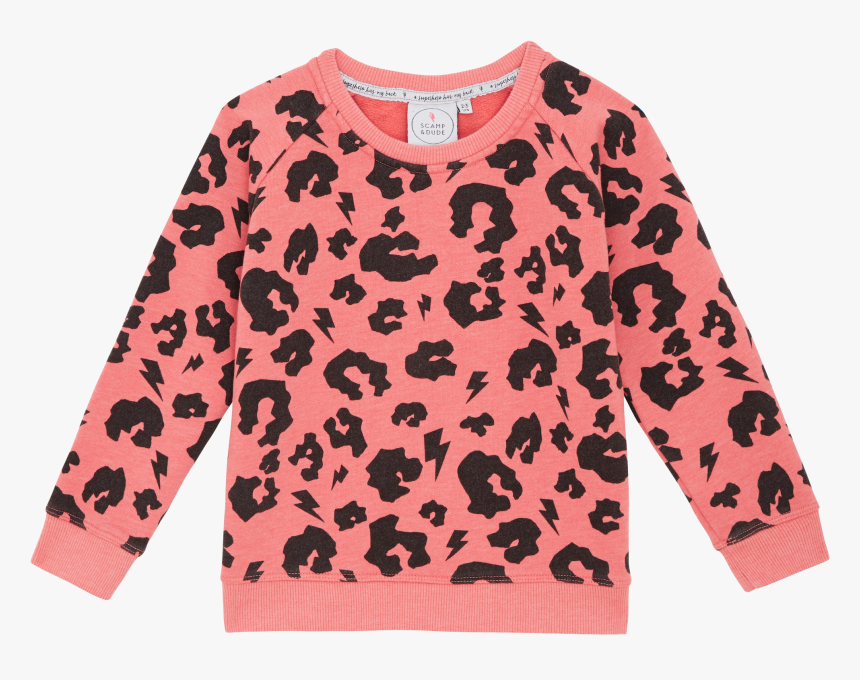 Scamp & Dude Coral Leopard Print Sweatshirt - Scamp And Dude, HD Png Download, Free Download