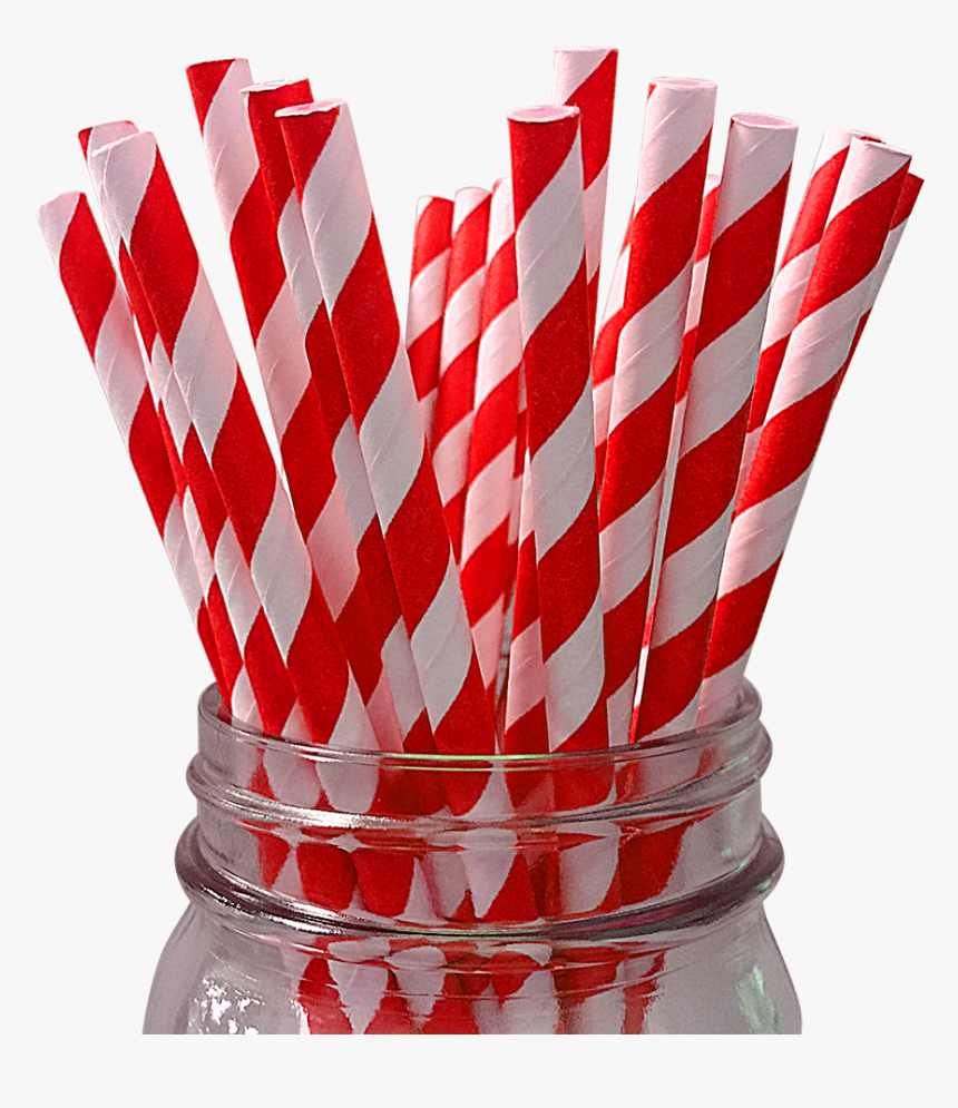 Red Striped 25pc Paper Straws - Red Striped Paper Straws 24ct Amscan, HD Png Download, Free Download