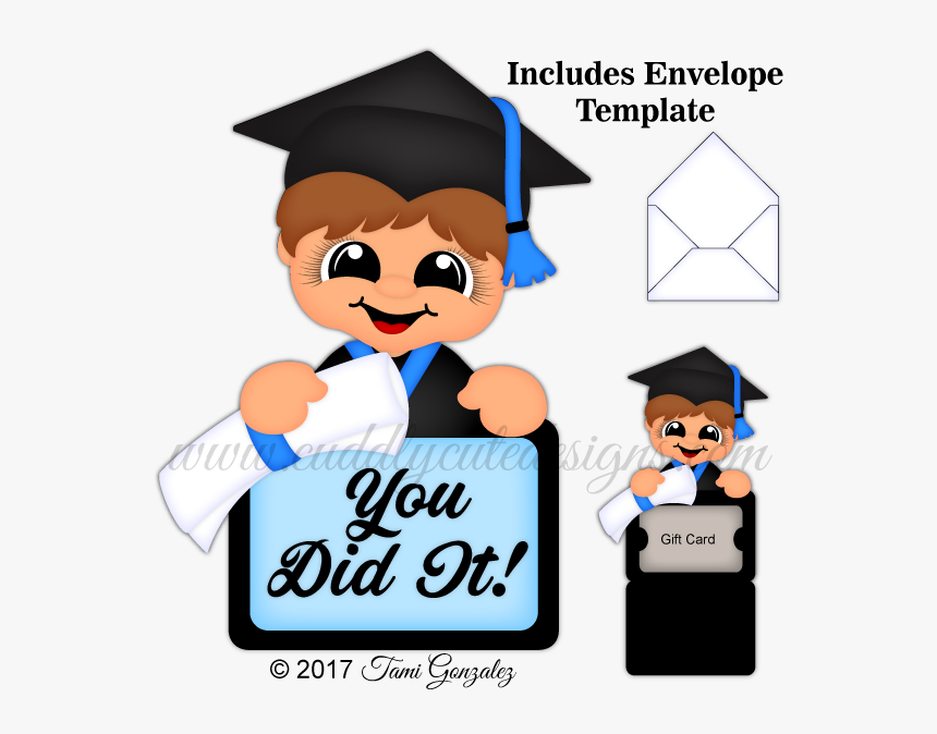 Boy Grad Gift Card Holder - Cartoon, HD Png Download, Free Download