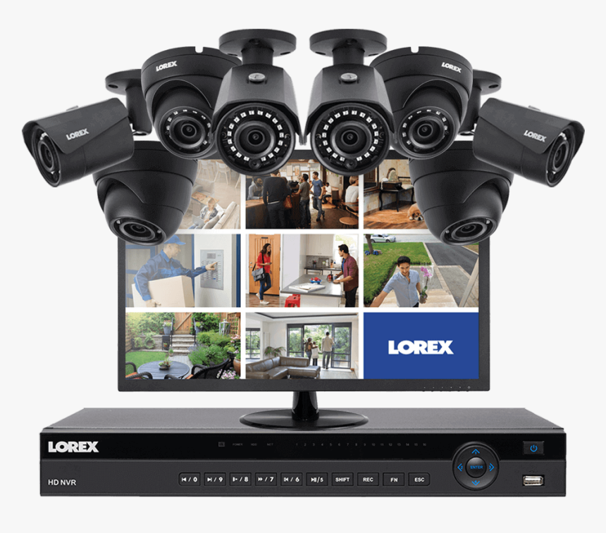 2k Security System With 8 Color Night Vision Ip Cameras - Lcd Tv, HD Png Download, Free Download