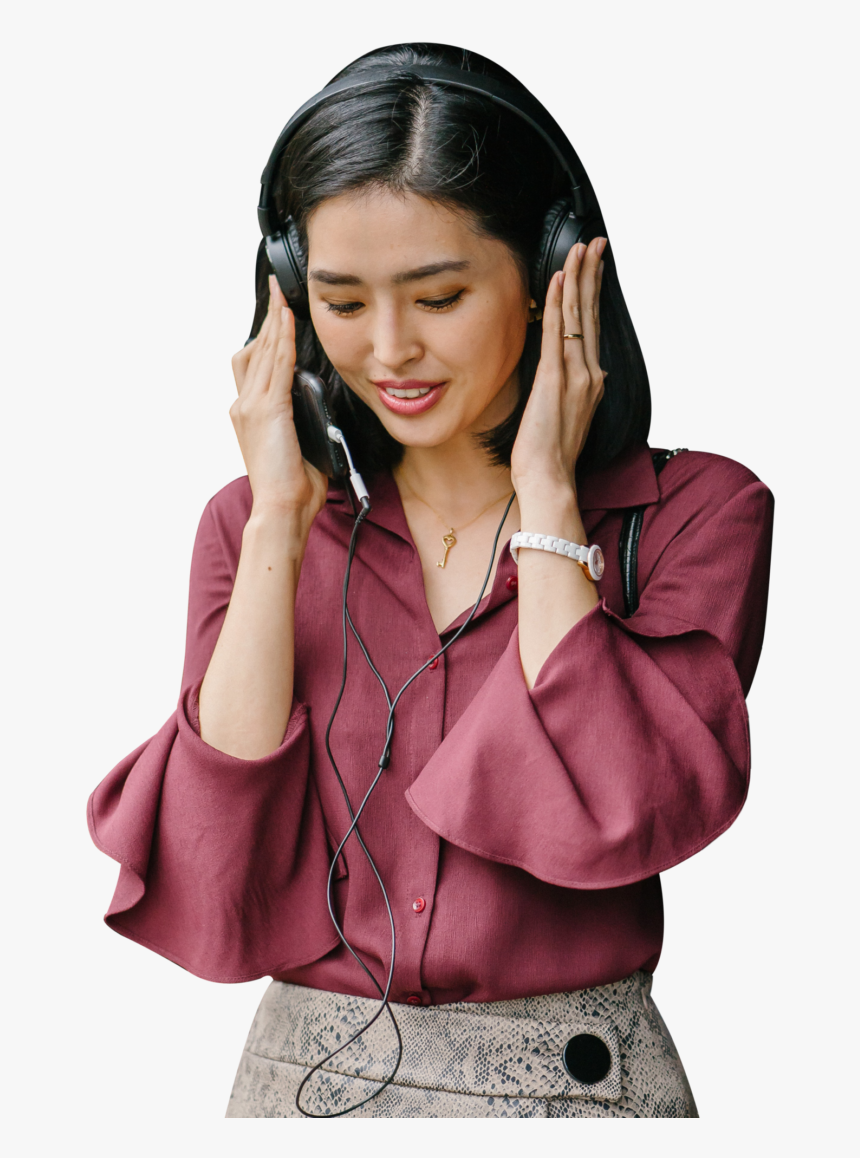 Girl Holding Headphones, HD Png Download, Free Download