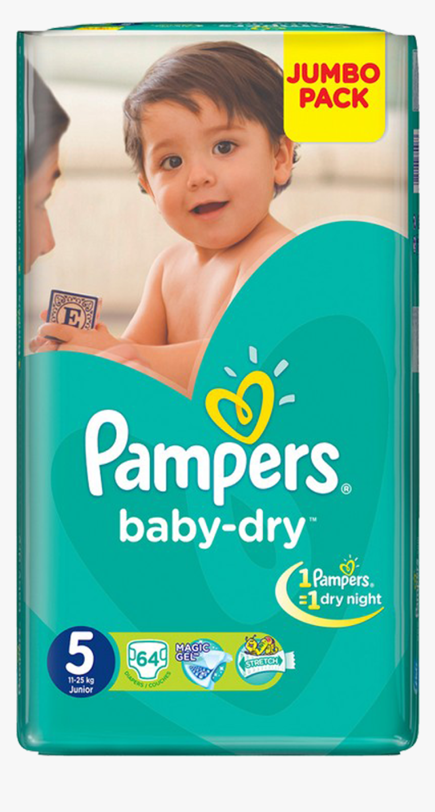 Pampers Baby Dry 5 Junior 60 Pcs 11-25 Kg - Pampers Baby Dry 5, HD Png Download, Free Download