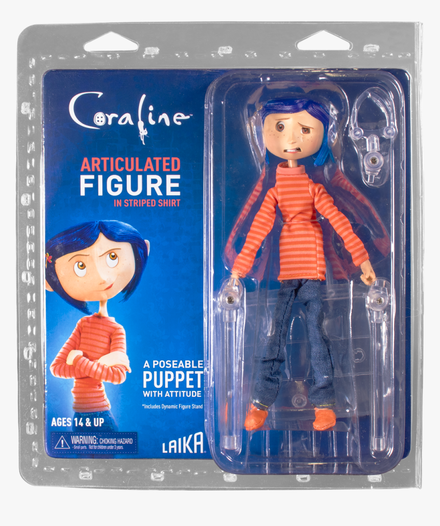 Coraline In Striped Shirt & Jeans 7” Action Figure - Neca Coraline Articulated Figure, HD Png Download, Free Download