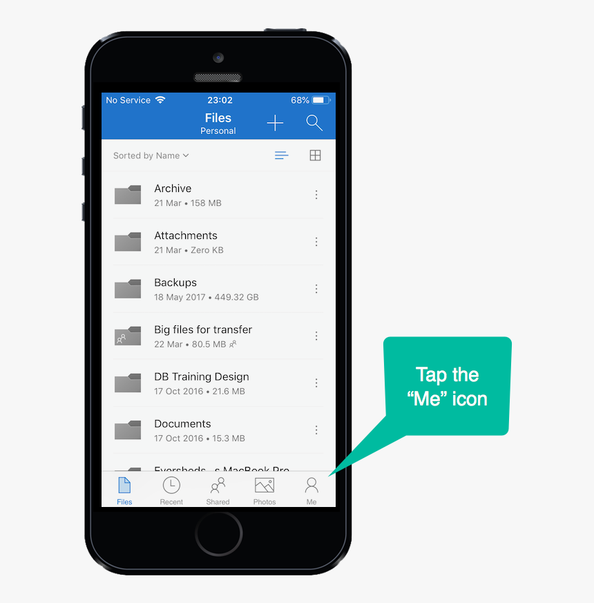 Tapping The Me Icon In Onedrive - Iphone, HD Png Download, Free Download