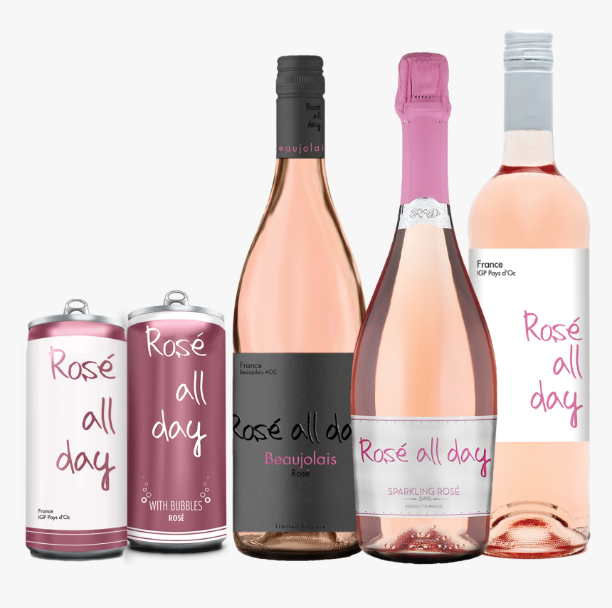 Transparent Wine Bottle And Glass Png - Rose All Day Wine, Png Download, Free Download