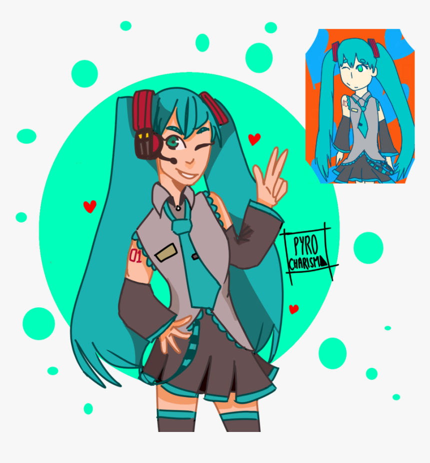 Redraw Of Hatsune Miku - Cartoon, HD Png Download, Free Download