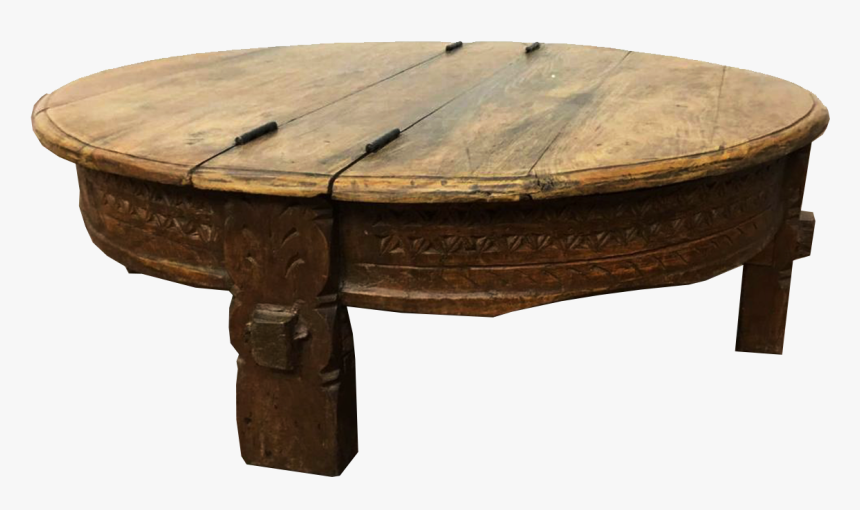 Rustic Wood Storage Round Tea Table - Coffee Table, HD Png Download, Free Download