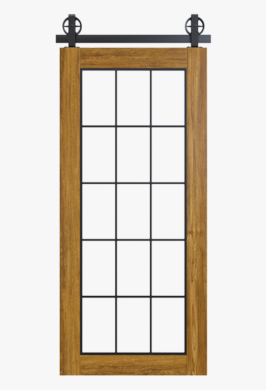 Wood Frame French Barn Door With Glass - Door, HD Png Download, Free Download