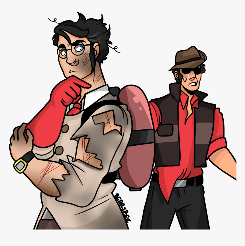 Foe Yay Red Sniper And Red Medic - Cartoon, HD Png Download, Free Download