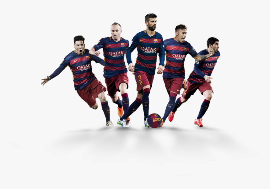 Players From The Fc Barcelona Team Helped Kick Off - Soccer Players Png, Transparent Png, Free Download