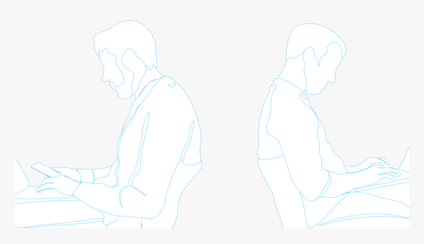 Two Men Back To Back Wireframe , Png Download - Sitting, Transparent Png, Free Download