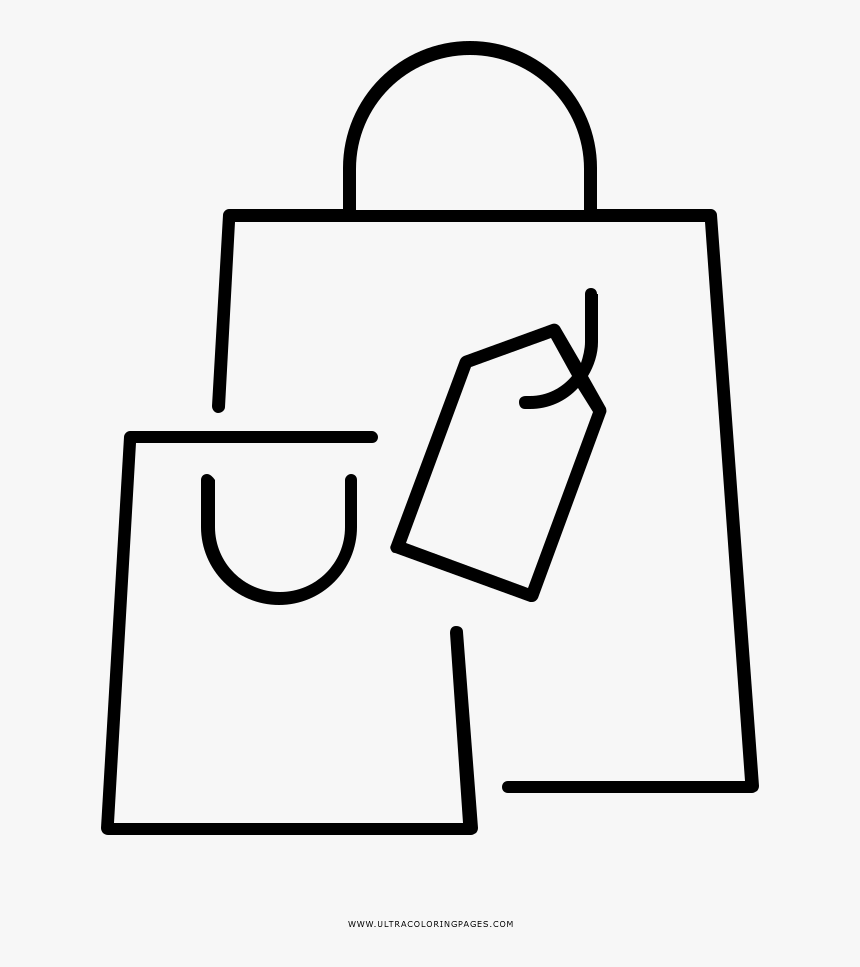 Shopping Bag Coloring Page - Line Art, HD Png Download, Free Download