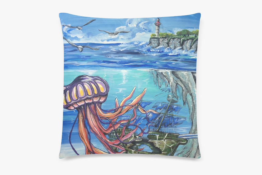 Sunken Ship Jellyfish Custom Zippered Pillow Case 18"x18 - Cushion, HD Png Download, Free Download