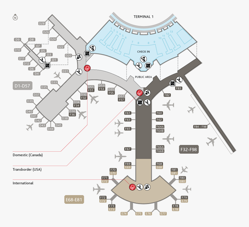 Yyz Int-us Ca Map - Terminal 1 Toronto Airport Map, HD Png Download, Free Download