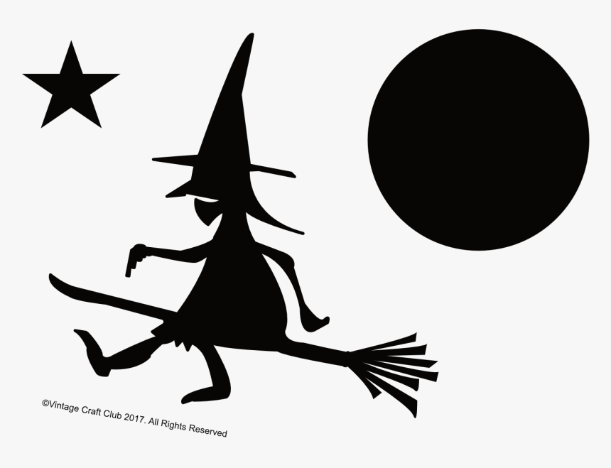 Witch Moon Stars Silhouette Image Illustration- - Turnzak Met Naam, HD Png Download, Free Download
