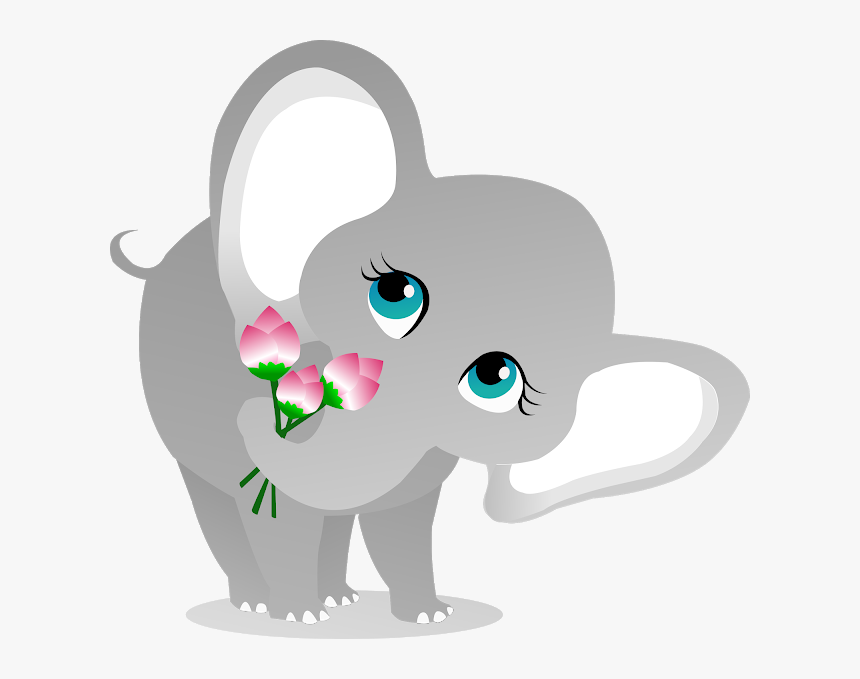 Elephant Bringing Lotus Vector Design - Cartoon, HD Png Download, Free Download