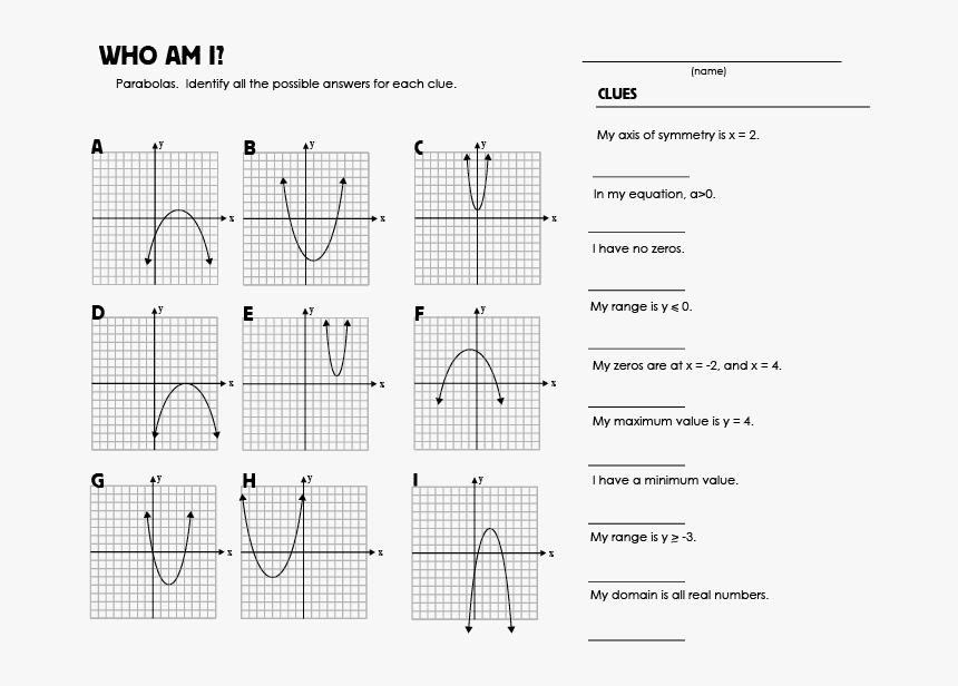 Whoami Quadratics - Am I Parabolas Answers, HD Png Download, Free Download