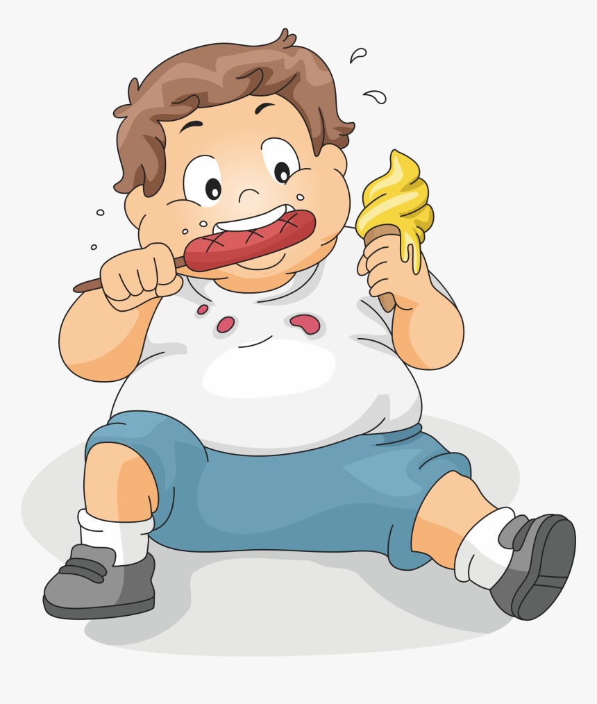 Transparent Snack Clip Art - Fat Kid Eating Cartoon, HD Png Download, Free Download