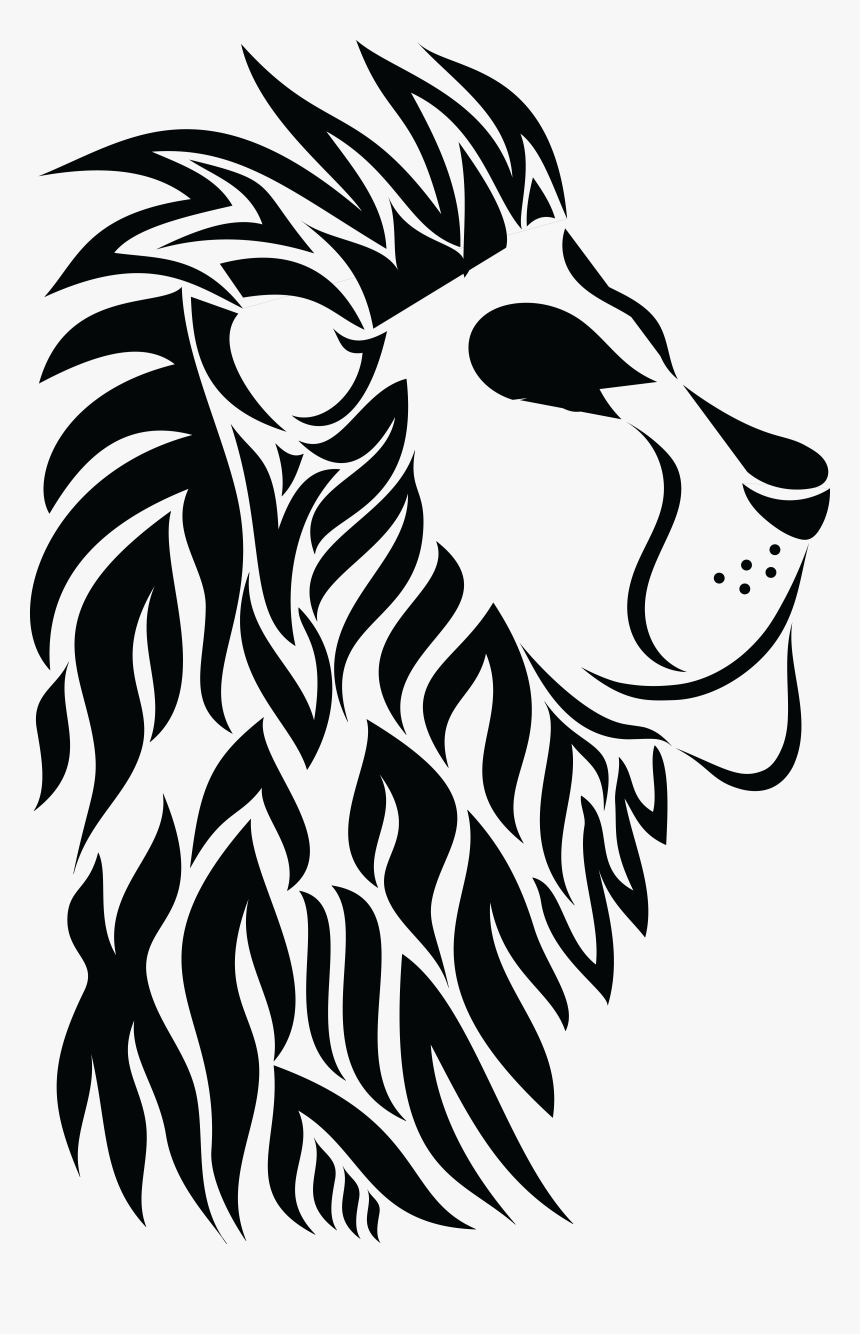 Hd Free Clipart Of A Profiled Male Lion, Black And - Scroll Saw Lion Pattern, HD Png Download, Free Download