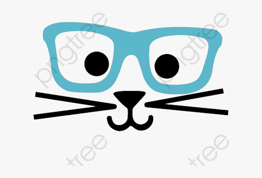 Blue Nose Png - Cat With Glasses Clipart, Transparent Png, Free Download