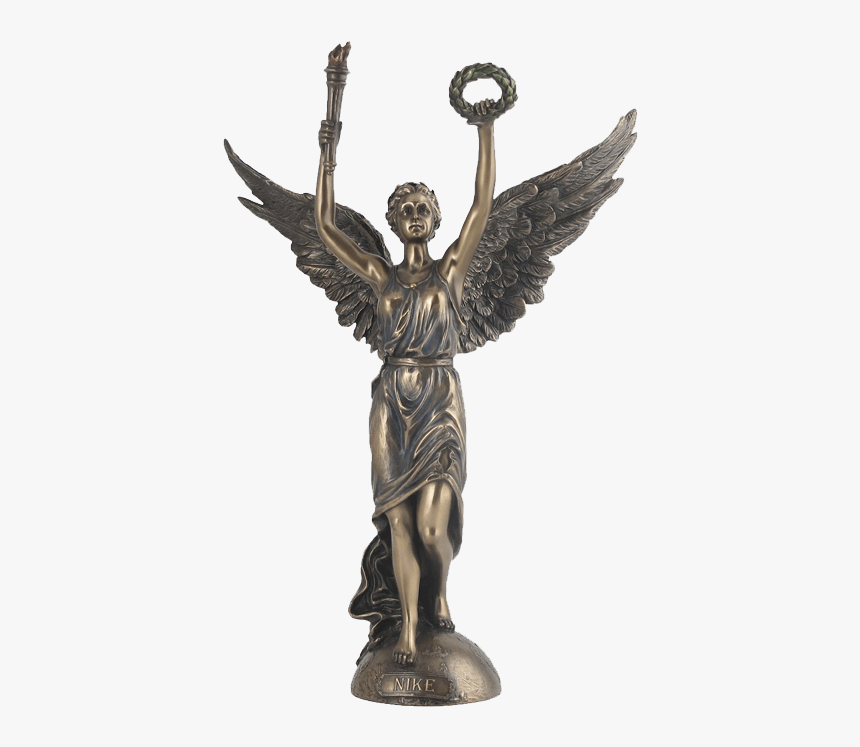 Nike Holding Torch And Wreath - Bronze Greek Statue Wreath, HD Png Download, Free Download