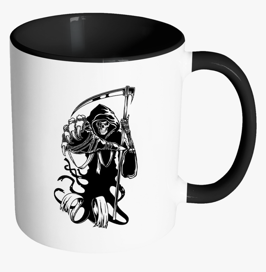 Death Skull Accent Mug - Grim Reaper Black White, HD Png Download, Free Download