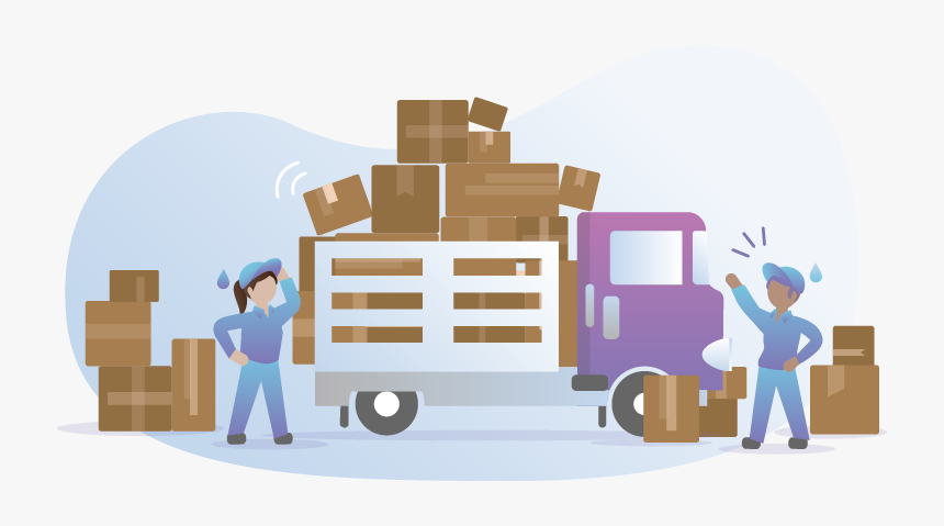 Overloaded Truck Delivery Man Package Stressed Overload - Truck Load Cartoon Png, Transparent Png, Free Download