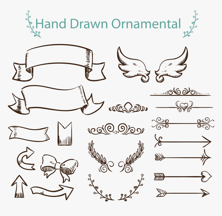 Drawing Euclidean Ornament Arrow - Ornaments Drawing, HD Png Download, Free Download