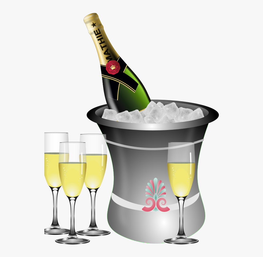 Wedding Bottle Champagne Clipart - Champagne Bottle And Glasses Clipart, HD Png Download, Free Download