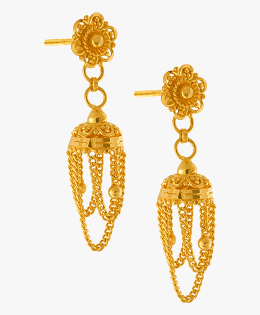 22kt Yellow Gold Jhumki Earrings For Women - Earrings, HD Png Download, Free Download