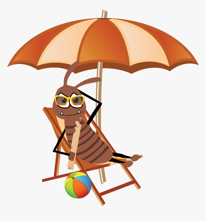 Termite Summer - Beach Chair And Umbrella Cartoon, HD Png Download, Free Download