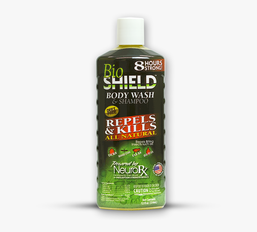 Bs1002 Bioshield Body Wash And Shampoo 12oz Bug Repellent - Bottle, HD Png Download, Free Download