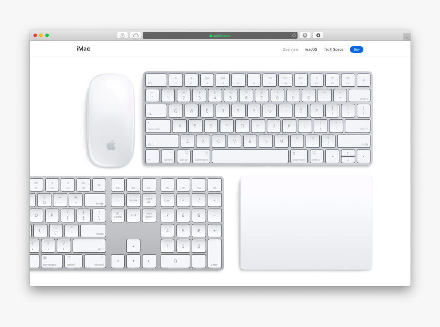 Mac Keyboard Mouse Apple Clean - Magic Keyboard Avec Pavé Numérique Français, HD Png Download, Free Download