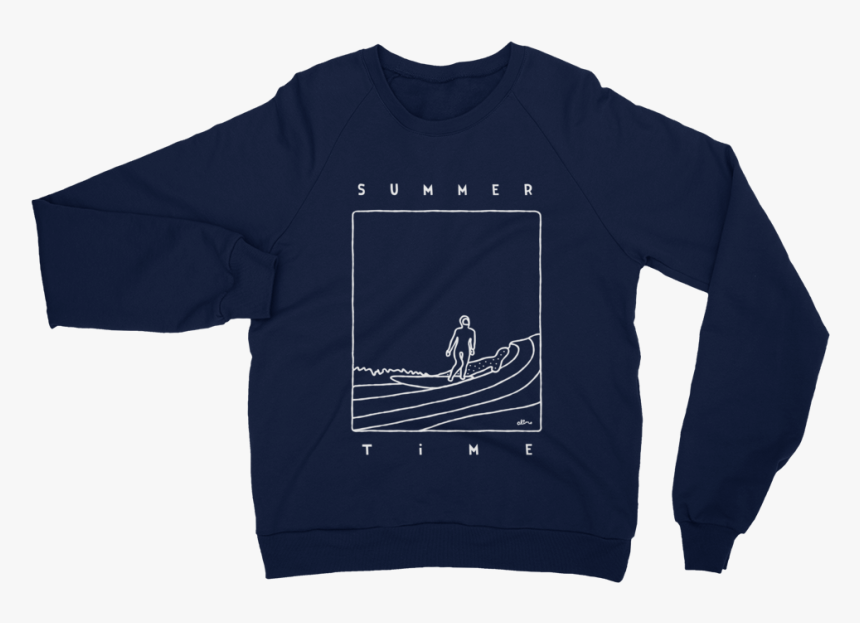 Summer Time Outline White Mockup Front Flat Navy - American Apparel Sweatshirt Unisex, HD Png Download, Free Download