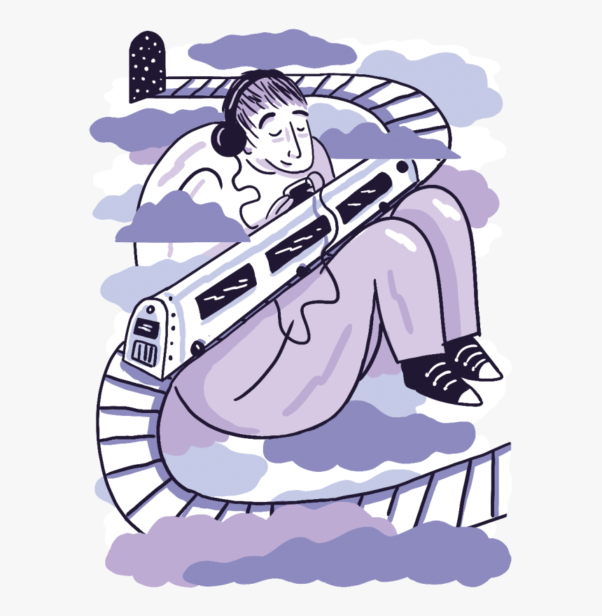 A Fantasy Illustration Of A Person Listening To Music - Cartoon, HD Png Download, Free Download