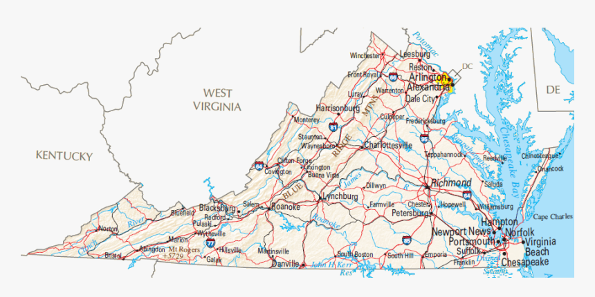 Transparent Virginia State Outline Png - Basic Map Of Virginia, Png Download, Free Download