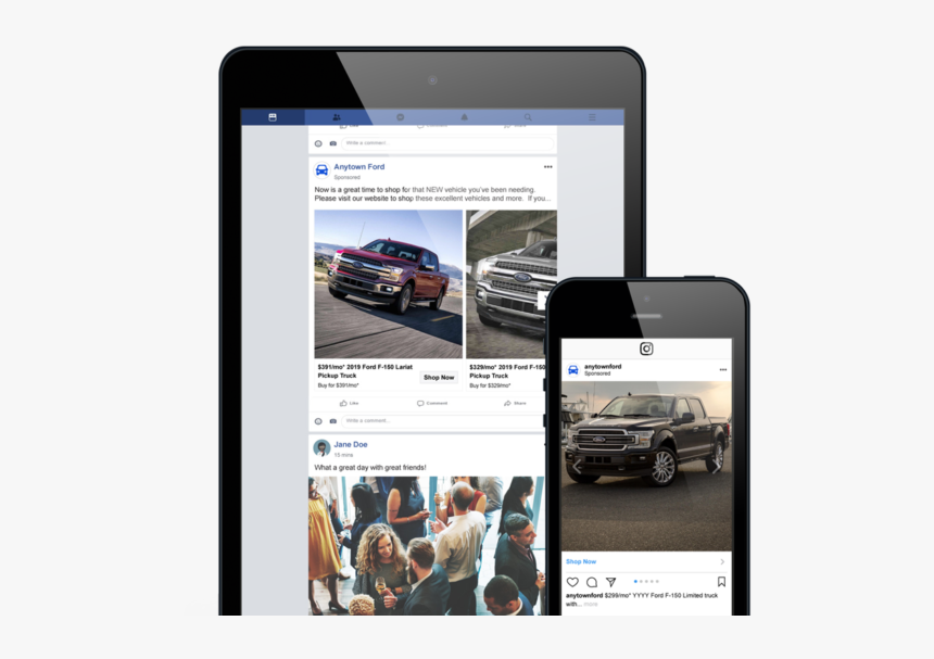 Facebook And Instagram Ads On Tablet And Phone - Iphone, HD Png Download, Free Download