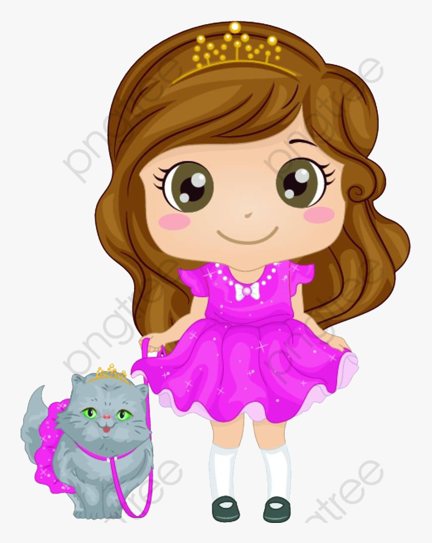 Little Princess To Walk The Cat, Cat Clipart, Little - Cute Little Princess Png, Transparent Png, Free Download