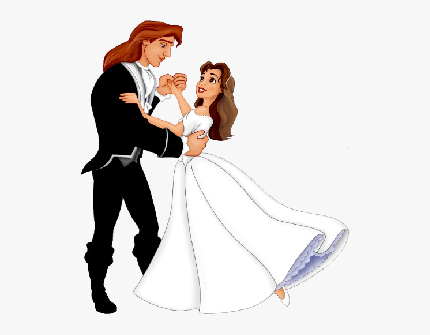 Disney Bride And Groom Clip Art Images - Beauty And The Beast Wedding Cartoon, HD Png Download, Free Download