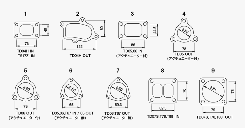 231 Dimension - Turbo Outlet Flange Types, HD Png Download, Free Download