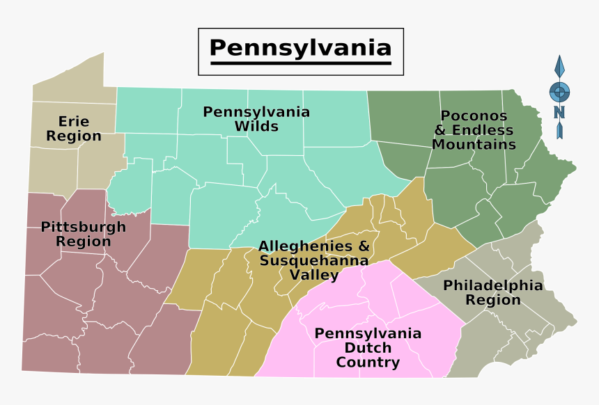 Pennsylvania Regions Map Large Map - Pennsylvania Geographic Regions Map, HD Png Download, Free Download