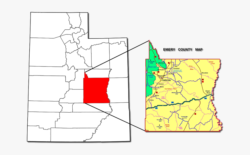 Utah Map Outline Png - Emery County Utah, Transparent Png, Free Download