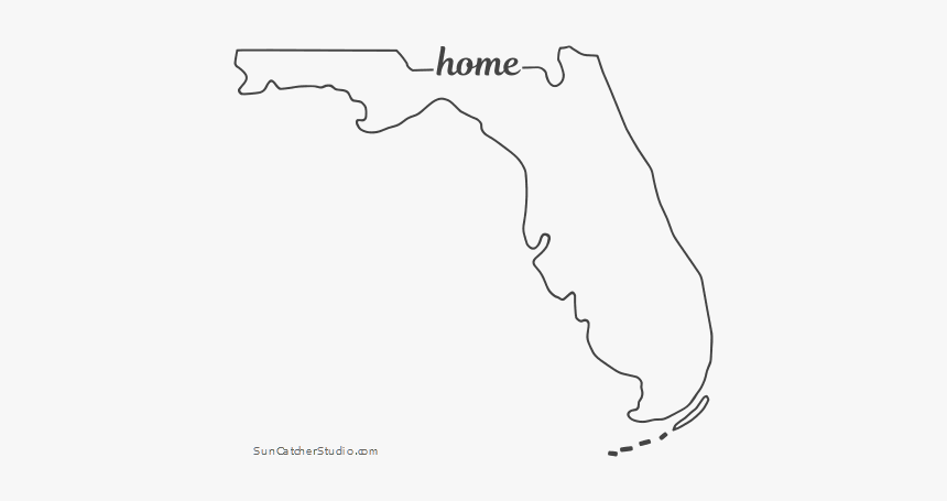 Free Florida Outline With Home On Border, Cricut Or - Florida State Outline Home, HD Png Download, Free Download