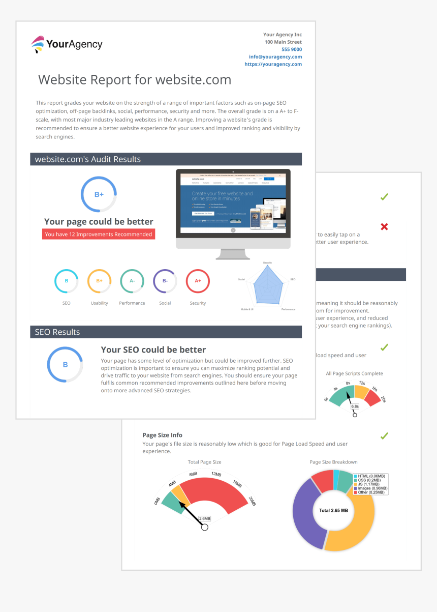 Seoptimer Whitelable Pdf Report Examples - Website Audit Report, HD Png Download, Free Download