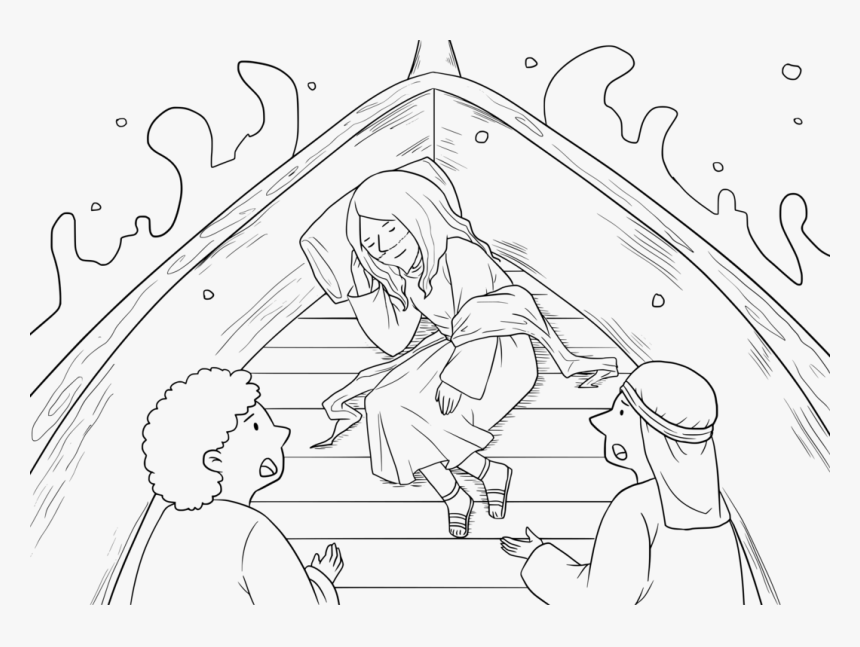 Art,monochrome,line Art - Jesus Calm The Storm Art, HD Png Download, Free Download