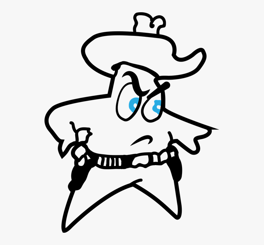 Cowboy, Sheriff, Star, Stars, Western - Sheriff Badge Black And White Cartoon, HD Png Download, Free Download