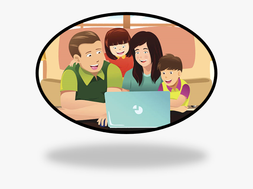 Family Using Computer Clipart, HD Png Download, Free Download