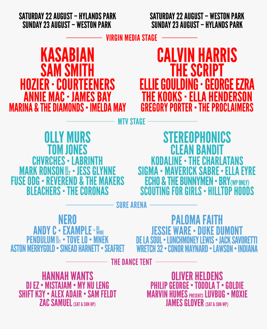 V Festival 2015 Lineup, HD Png Download, Free Download