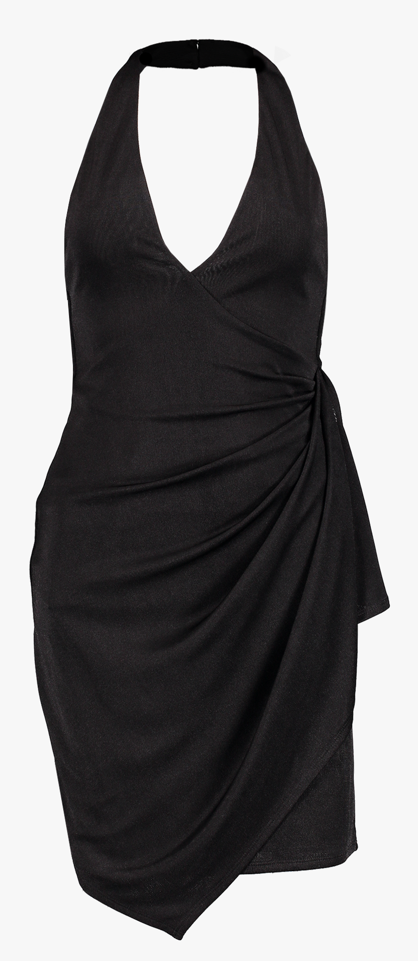 Front Image Marx Halter Neck Drape Dress - Little Black Dress, HD Png Download, Free Download