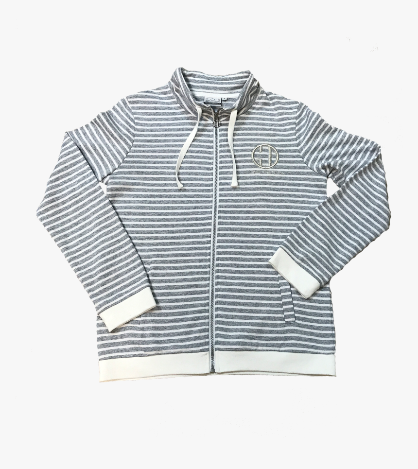 Full Zip French Terry Jacket White/distressed Blue - Cardigan, HD Png Download, Free Download